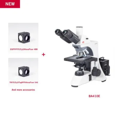 Motic BA410E Fluorescence Trinocular Sextuple Upright Microscope Bundle