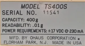 Ohaus TS400S Precision Standard Balance - 400g x 0.01g, 4 of 4