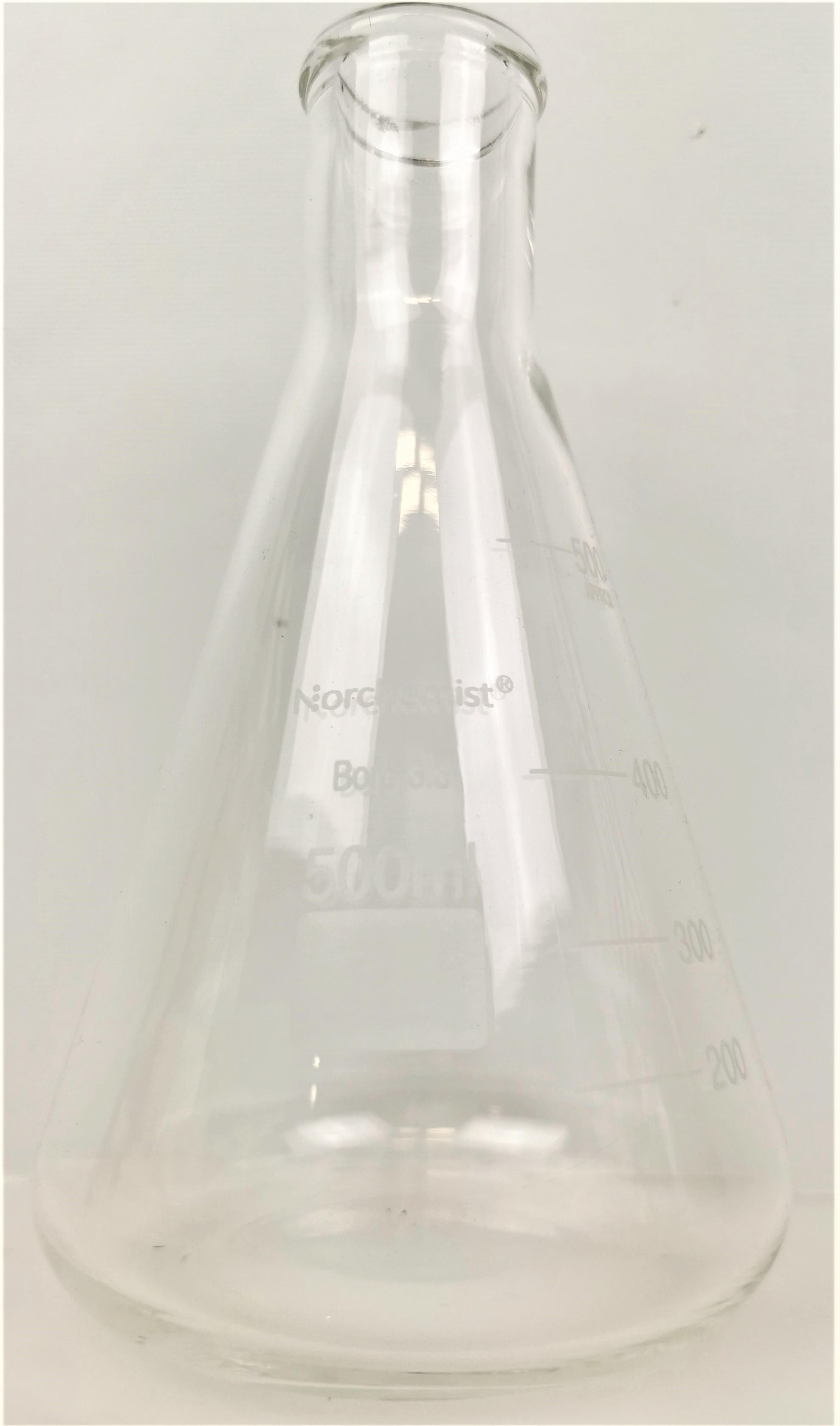Norchemist Narrow Mouth 500mL Borosilicate Glass Erlenmeyer Flask