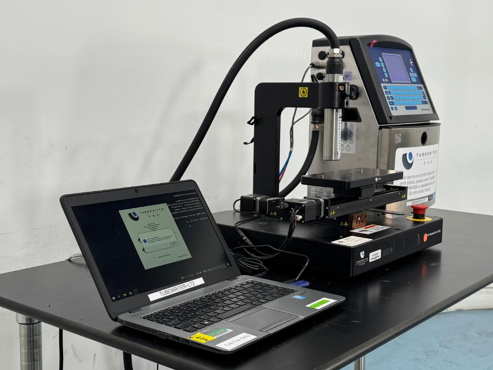 California Advanced Labeling TubeWriter 360 with VideoJet 1520 Automated Tube Labeling and Coding System