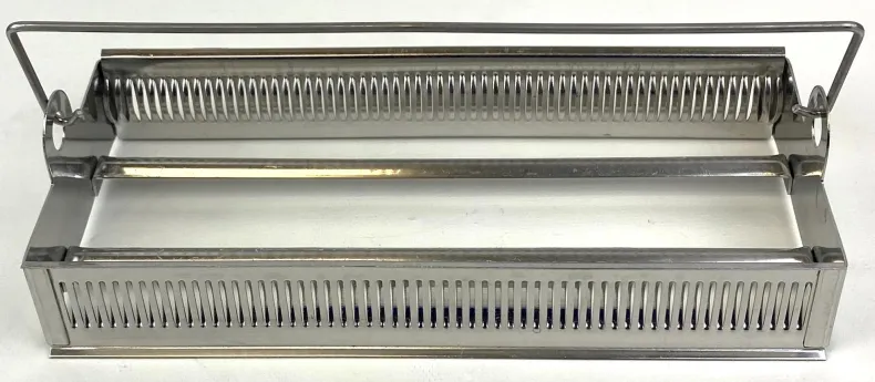 Eisco BI0106B Aluminum Staining Rack for 50 Slides with Handle