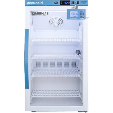 Accucold ARG3MLDL2B 3.0 Cu.Ft. Counter Height Lab Refrigerator with Digital Data Logger and Glass Door