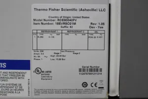 Thermo Scientific Revco RDE60040FV -40°C Ultra-Low Temperature Laboratory Freezer, 5 of 5