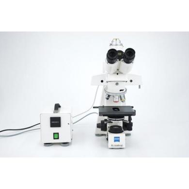 Zeiss Axioskop 20 Trinocular Fluorescence Microscope 5 10 20 40 100x Filter 01 10-cover