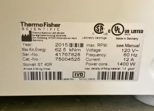 Thermo Scientific Sorvall Legend ST40R Refrigerated Benchtop Centrifuge, 12 of 12