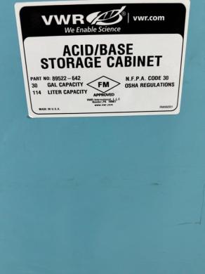 VWR 30 Gallon Acid/Base Chemical Storage Cabinet with Locking Doors and Mobility Casters-cover