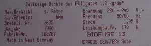 Heraeus Biofuge 13 centrifuge 1990, 6 of 7