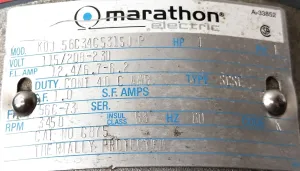 Marathon KQJ 56C34G5315J 1HP Single-Phase Hazardous Location Motor, 7 of 7