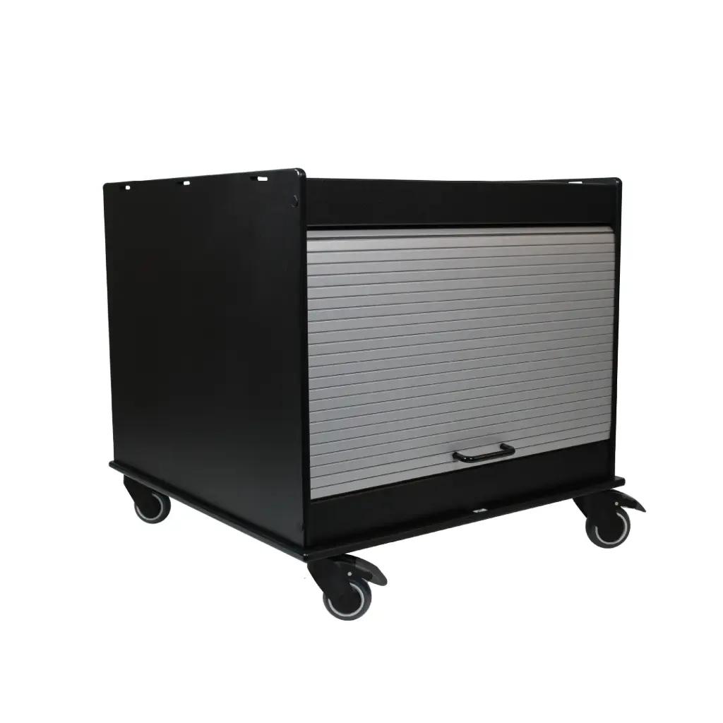 TrippNT Black Laboratory Equipment Cart 24" x 24" Tray with Adjustable Shelf and Tambour Door