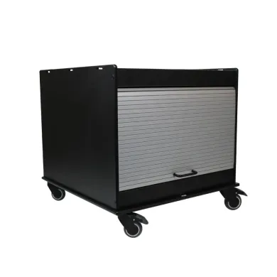 TrippNT Black Laboratory Equipment Cart 24" x 24" Tray with Adjustable Shelf and Tambour Door