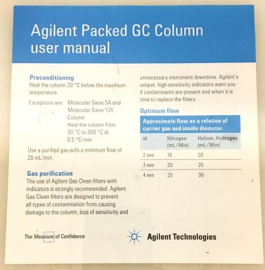 Agilent HayeSep Q Packed GC Column G3591-81023, 0.5 m, 1/8" OD × 2 mm ID-cover