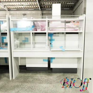 Reagent Storage Shelf 8533, W120 × D300 × H109 cm, with Glass Doors