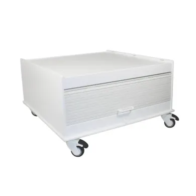 TrippNT White Equipment Cart 30x30 inch Tray with Tambour Door and Locking Casters