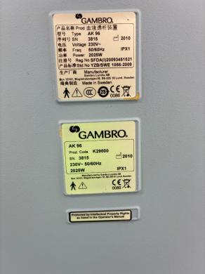 Gambro AK-96 Hemodialysis Machine with Integrated Blood Pump and Dialysate Flow Control-cover