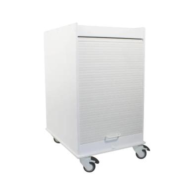 TrippNT White Equipment Cart with Adjustable Shelf and Tambour Door, 18 x 24 Tray, 35" Height-cover