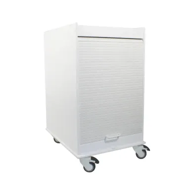 TrippNT White Equipment Cart with Adjustable Shelf and Tambour Door, 18 x 24 Tray, 35" Height