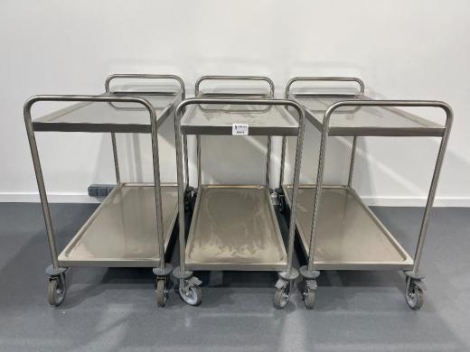 Set of 3 Stainless Steel Laboratory Trolleys with Two Shelves and Swivel Casters-cover