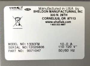 VWR Shel-Lab 1330FM Forced-Air Digital Laboratory Oven 1.6 Cu Ft Capacity, 7 of 7