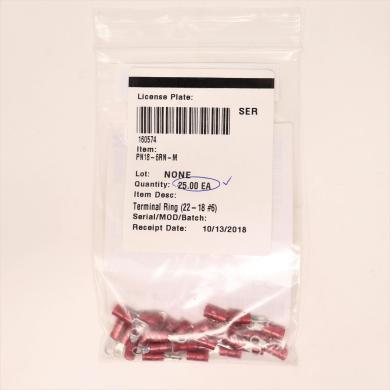 Panduit PN18-6RN-M Ring Terminal for 22-18 AWG Wire, Size #6 Stud, Red Nylon Insulated, Pack of 25-cover