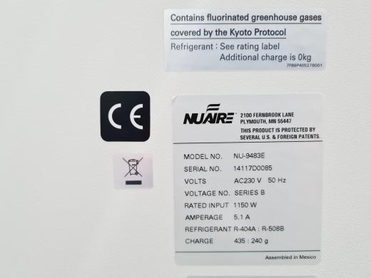 Nuaire Model: NU-9483E -86˚c ULT Freezer-cover