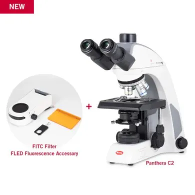 Motic Panthera C2 Trinocular Fluorescence Microscope with FITC Filter Bundle