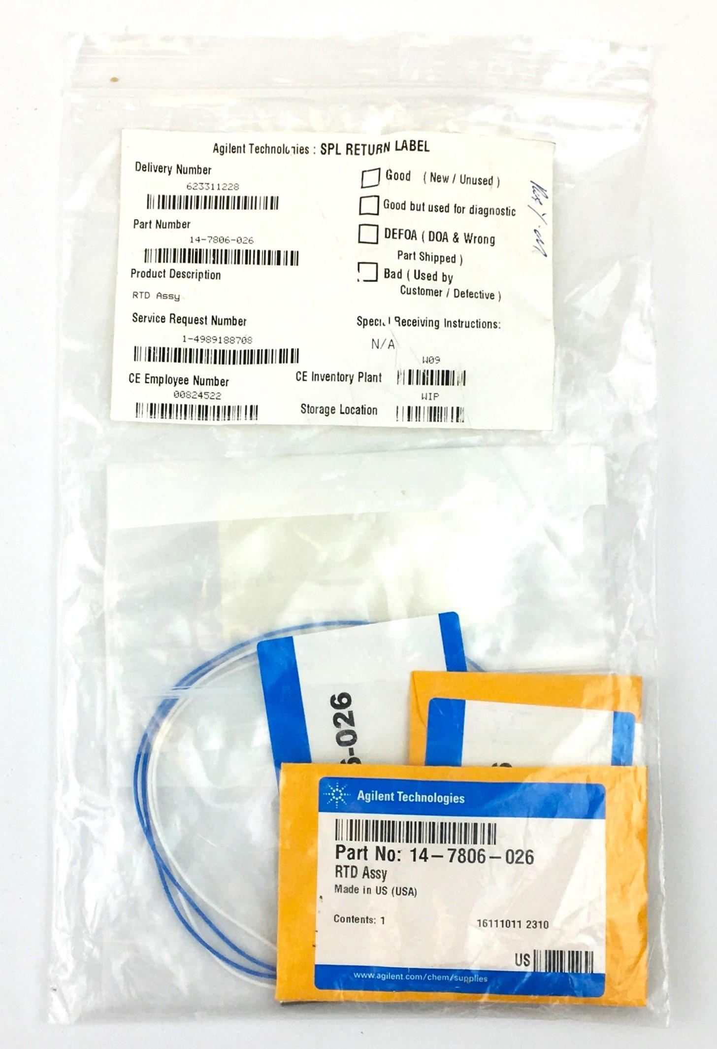 Agilent 14-7806-026 RTD Assembly for Purge and Trap