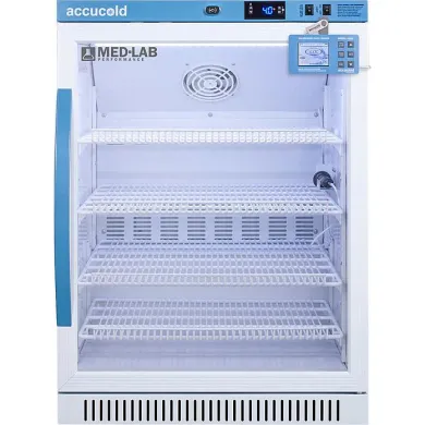 Accucold ARG6MLDL2B 6 Cu.Ft. ADA-Height Laboratory Refrigerator with Digital Data Logger and Glass Door