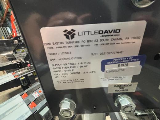 Little David LD7D/3 Semi-Automatic Uniform Case Sealer with Conveyor Feed and Tape Head Assembly-cover