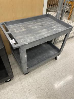 Durable Two-Shelf Plastic Utility Cart with Four Caster Wheels for Laboratory Use-cover