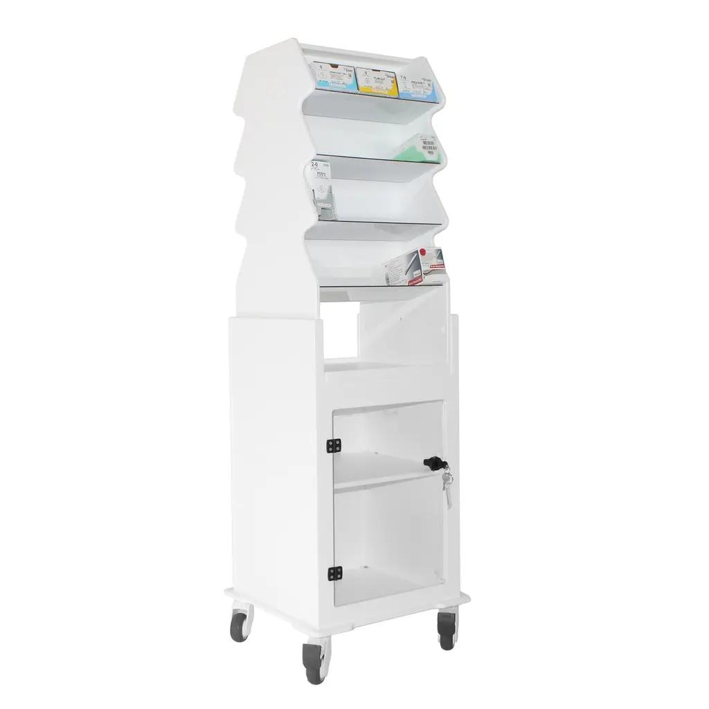TrippNT Model 50252 Tall Slanted Suture Cart with Clear Door and Locking Casters