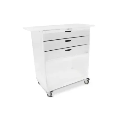 TrippNT Extra Wide Core Cart with White Locking Drawers and Clear PETG Bulk Storage Door