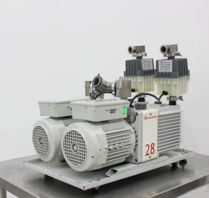 Edwards E2M28 Dual-Stage Rotary Vane Vacuum Pump with Oil Mist Filter and Gas Ballast Control