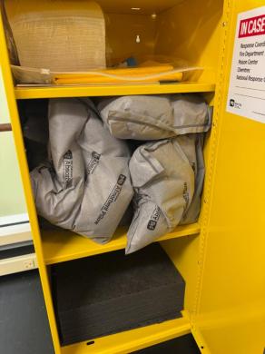 New Pig Spill Kit with Absorbent Mats, Socks, Pads in Yellow Metal Cabinet-cover