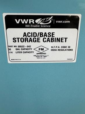 VWR 30 Gallon Acid/Base Chemical Storage Cabinet with Secure Locking Doors-cover