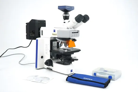 Zeiss Axio Scope A1 Fluorescence Microscope with 5x, 10x, 20x, 40x and 63x Objectives