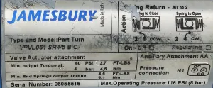 Jamesbury Valv-Powr Pneumatic Actuator with 2000 CWP Stainless Steel Ball Valve Assembly, 7 of 10
