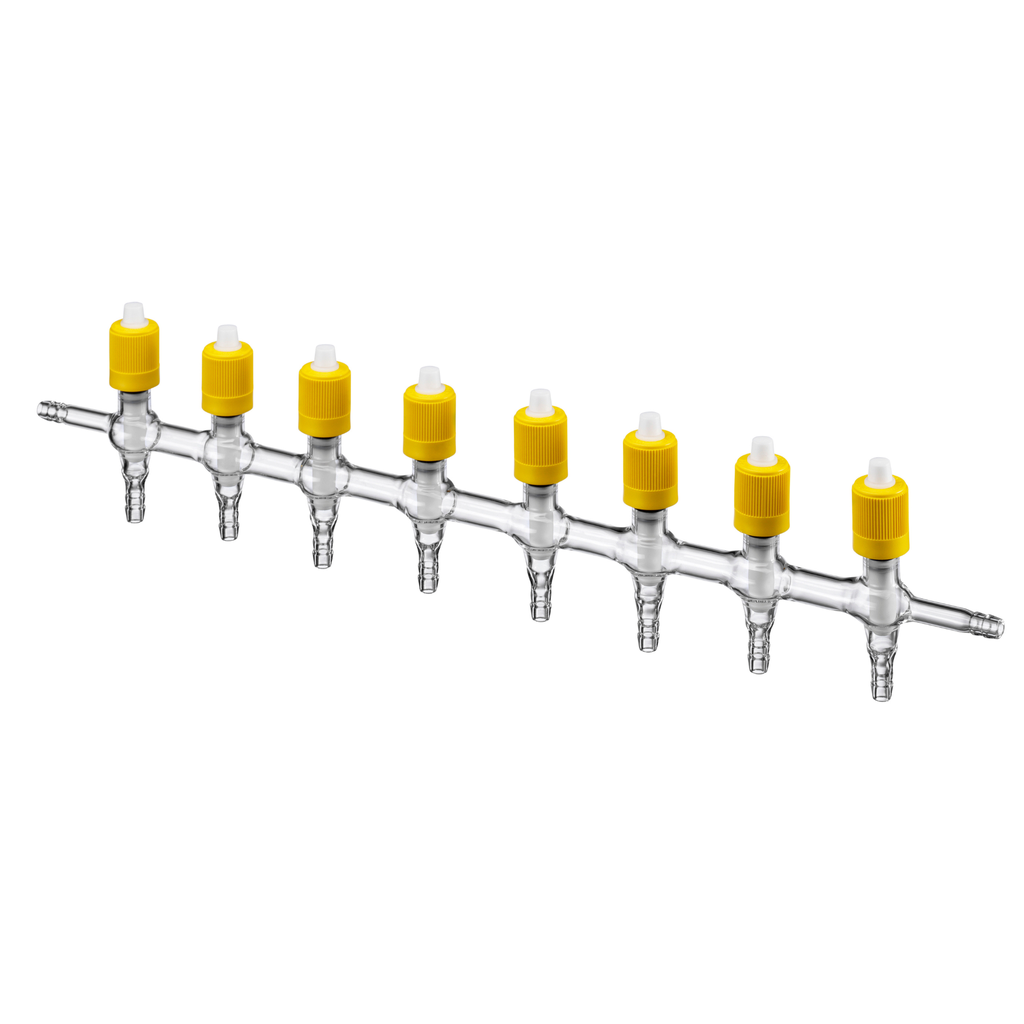 J Young High Vacuum Space Saving Manifolds with PTFE Valves, Multiple Ports