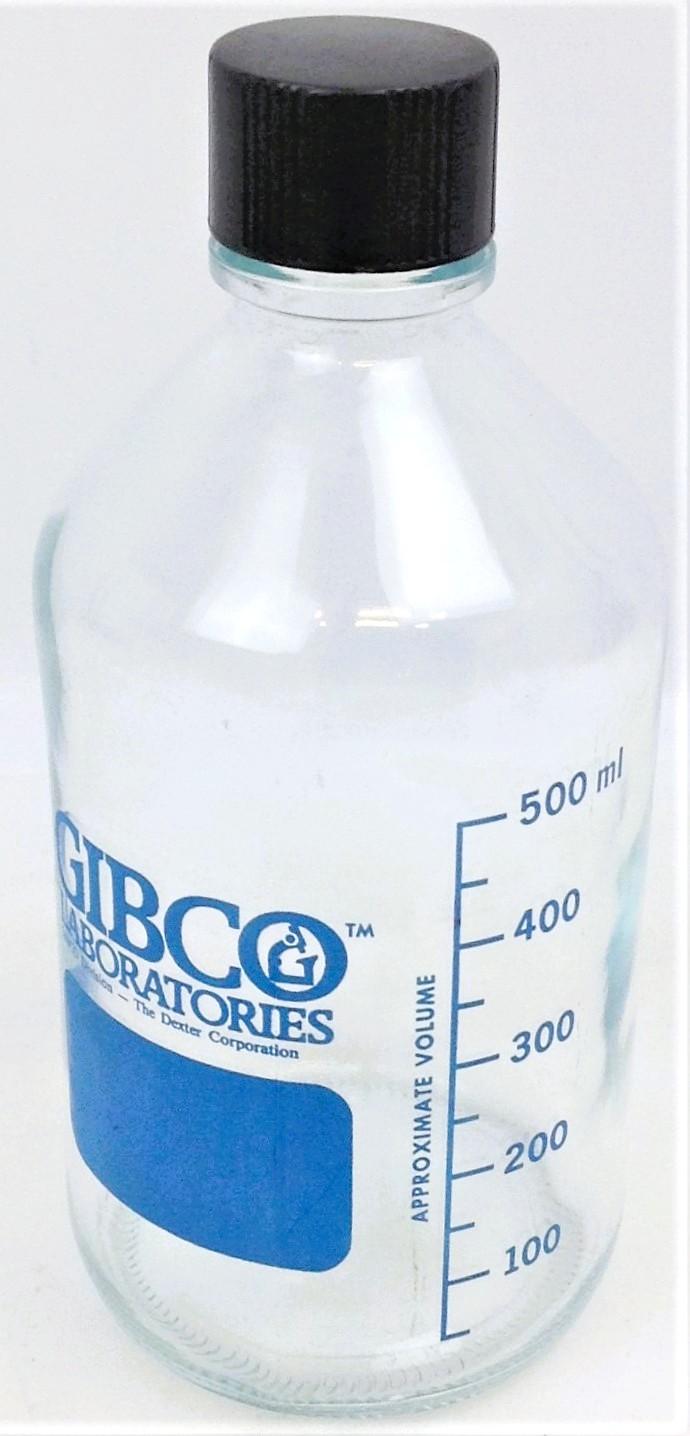 Wheaton 219759 Graduated 500mL Borosilicate Glass Media Bottle with Screw Cap