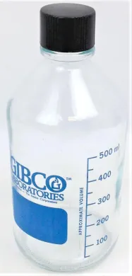 Wheaton 219759 Graduated 500mL Borosilicate Glass Media Bottle with Screw Cap