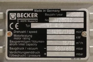 Becker VT 4.16 Vacuum Pump, 2 of 3