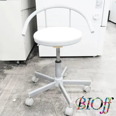 Sanwa Supply SNC-RD1V White Round Rolling Stool with Backrest