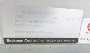 Beckman Coulter Allegra X12R Refrigerated Benchtop Centrifuge with Microprocessor Control, 13 of 14