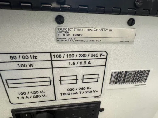 TerumoBCT 3-NCC986 SCD IIB Sterile Tubing Welder for Blood Component Processing