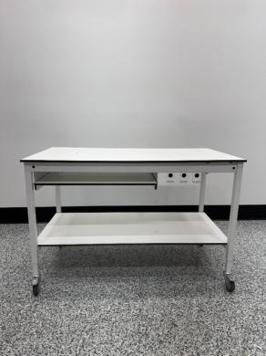 Mobile Laboratory Workstation with Pull-Out Shelf and Integrated Power Outlets-cover