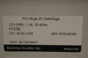 Beckman Coulter Microfuge 20 Benchtop Microcentrifuge for Clinical and Research Use, 5 of 5