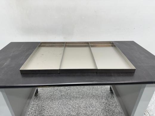 Lot of 26 Stainless Steel Laboratory Trays with Three Compartments Each-cover