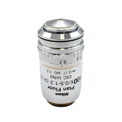 Nikon CFI Plan Fluor 100x Oil Iris DIC Microscope Objective ∞/0.17, WD 0.2 mm
