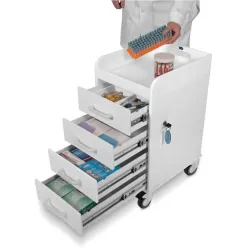 TrippNT Polyethylene Compact Locking Laboratory Cart with 4 Locking Drawers, 14"x27"x19", 6 of 10