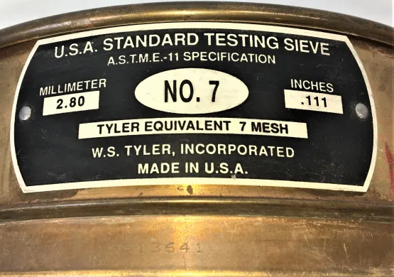 Tyler #7 Brass-Stainless Steel 8-inch Test Sieve with 2.80 mm Aperture