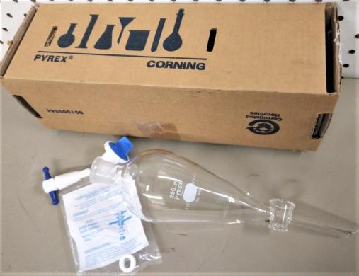 Corning or Kimble Squibb 250mL Separatory Funnel with PE Stopper and PTFE Stopcock-cover